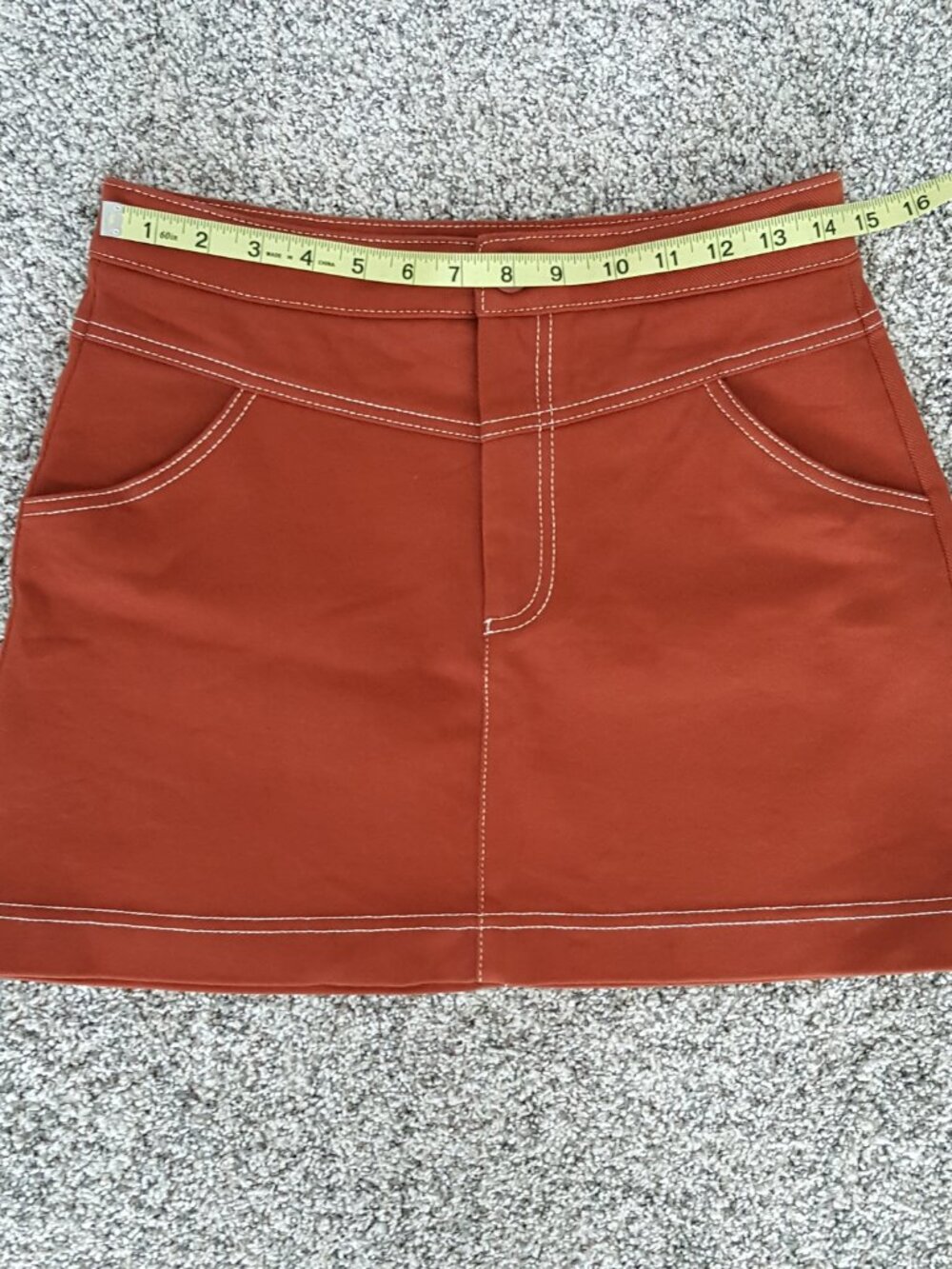 ZARA A-line Seamed Mini Skirt Front Pockets Contrasting Cargo Western Denim - Picture 6 of 10